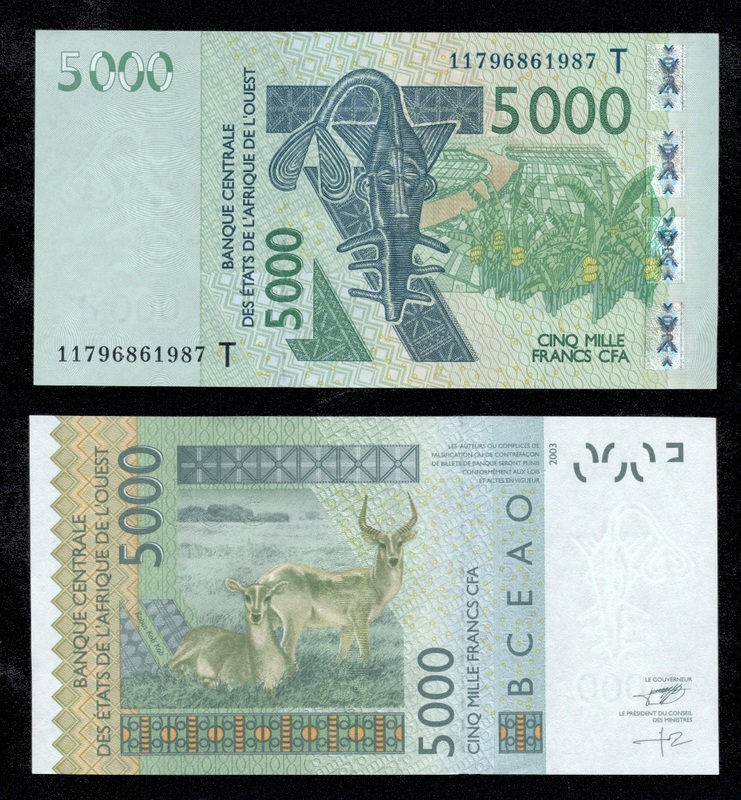 2014 West African States 5000 Francs Togo - Banana Tree/Kob Kob/p817Tk 