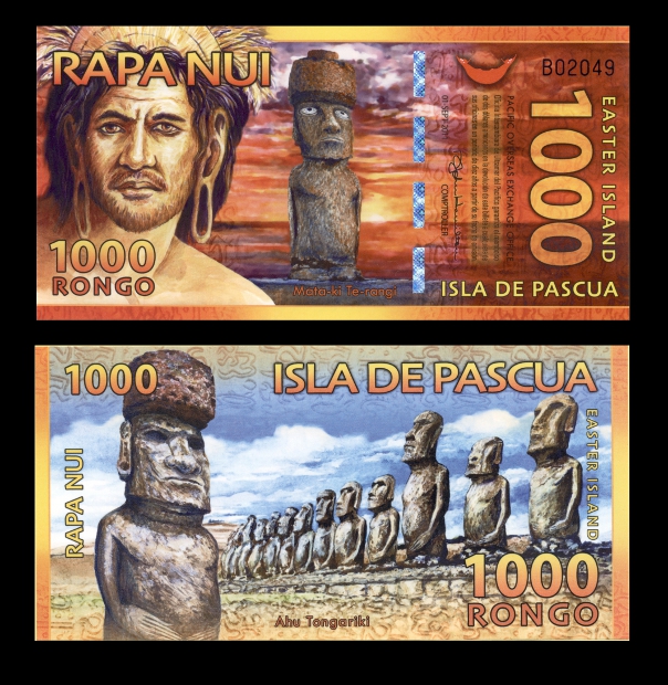 Easter Island 3 Note Set 500 1000 and 2500 Rongo UNC 