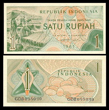 Indonesia 1 Rupiah 1961 P 78 UNC 