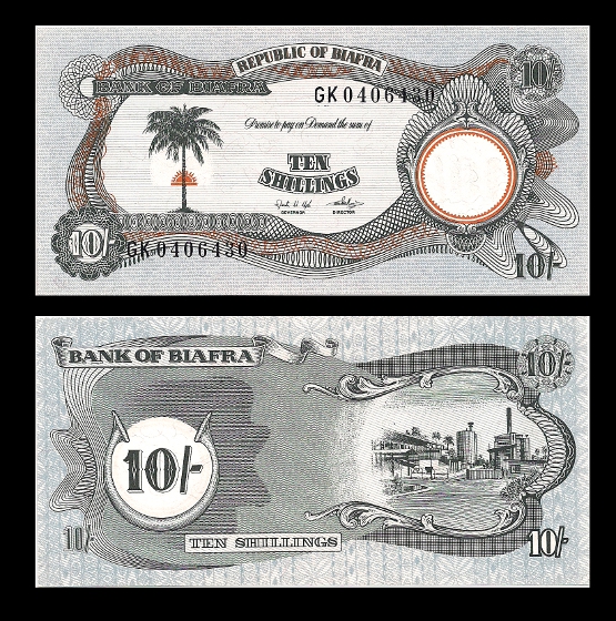 1968-9 UNC. BIAFRA 10 Shillings Banknote P.4 